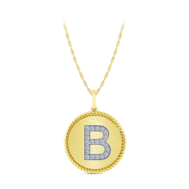 10K yellow gold Diamond INITIAL Letter B Pendant
