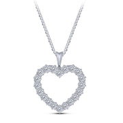 14K White Gold 2.00 CTW LAB-GROWN DIAMOND HEART PENDANT