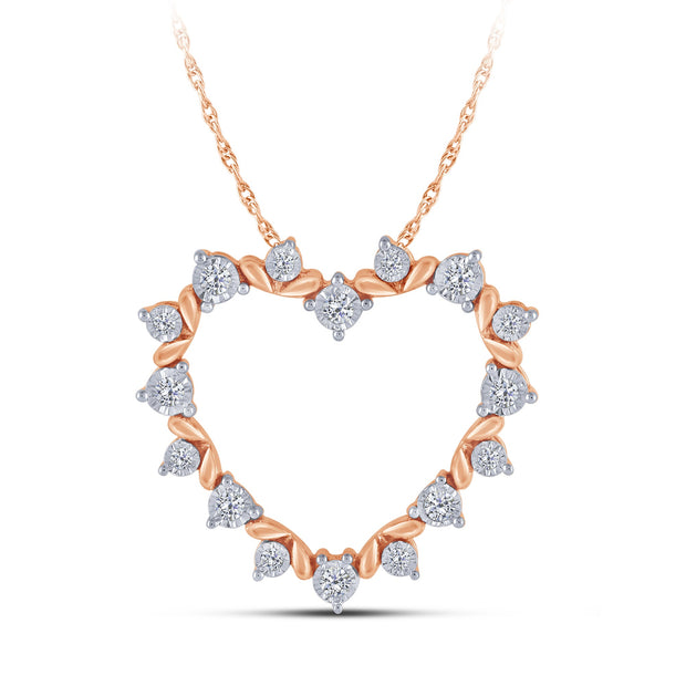 10K Rose Gold 0.20 CTW Diamond Heart Pendant
