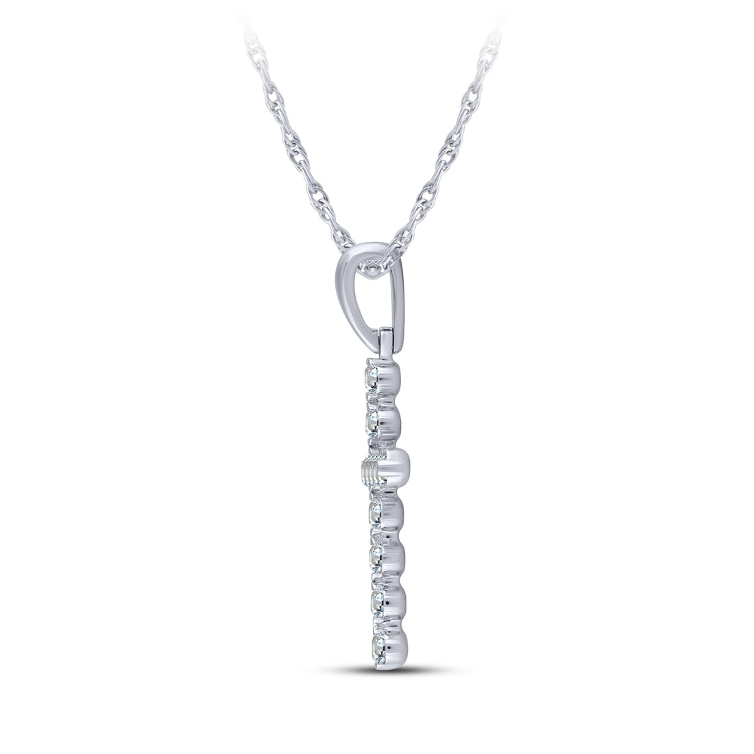 14K White Gold 0.25 ctw Cross Pendant