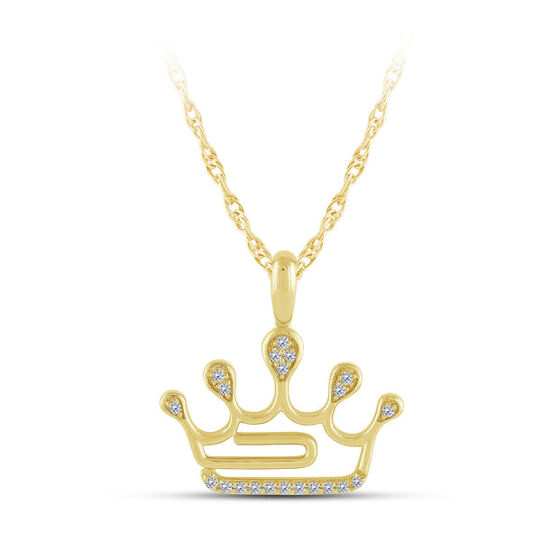 14K Yellow Gold 0.084 ctw crown Pendant