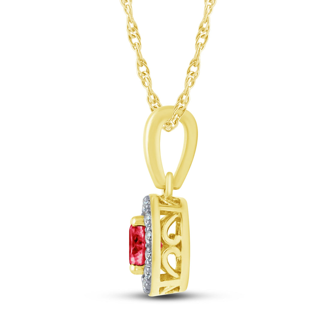 10K Yellow Gold Round Shaped Red Ruby Pendant