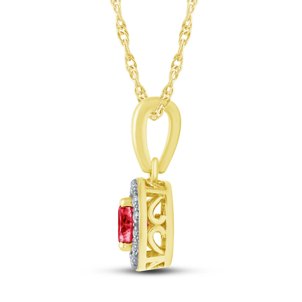 10K Yellow Gold ROUND SHAPED RED RUBY PENDANT