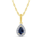 10K Yellow Gold PEAR SHAPED BLUE SAPPHIRE PENDANT