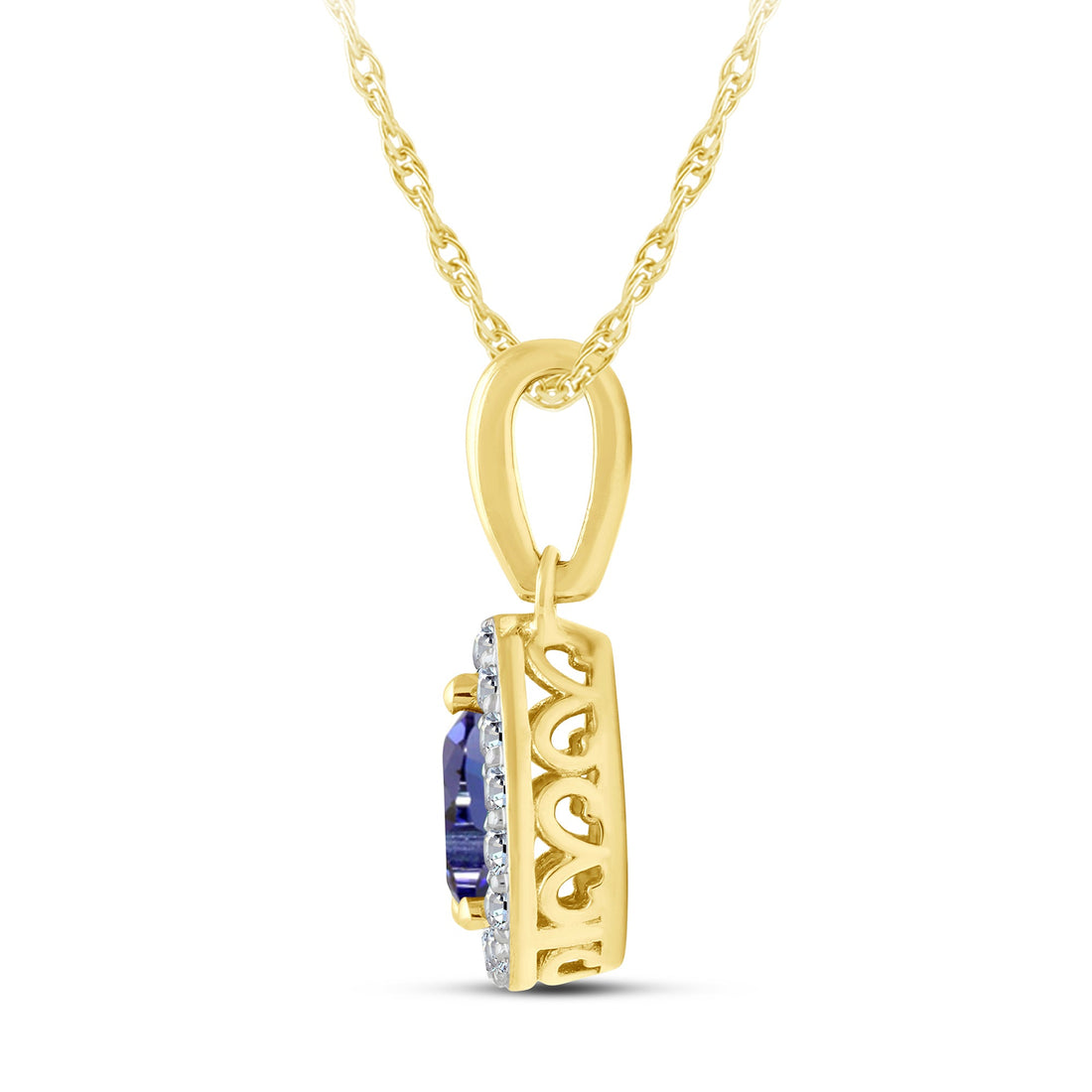 10K Yellow Gold Pear Shaped Blue Sapphire Pendant