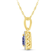 10K Yellow Gold PEAR SHAPED BLUE SAPPHIRE PENDANT