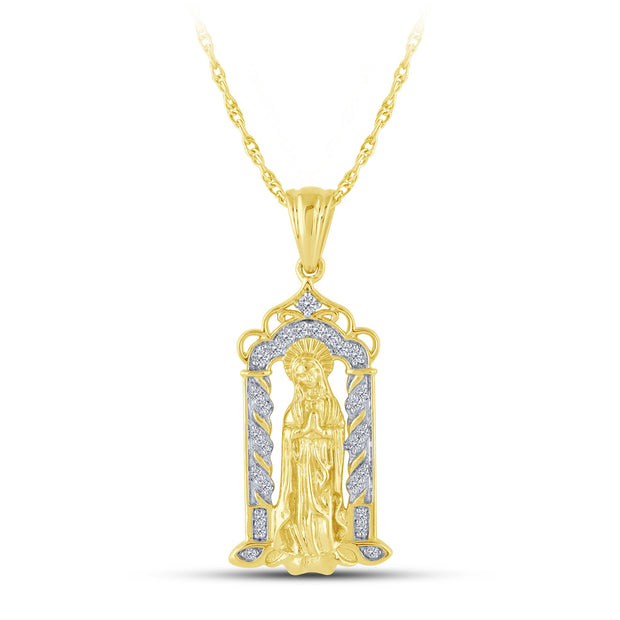 14K Yellow Gold 0.16 ctw Religious Pendant