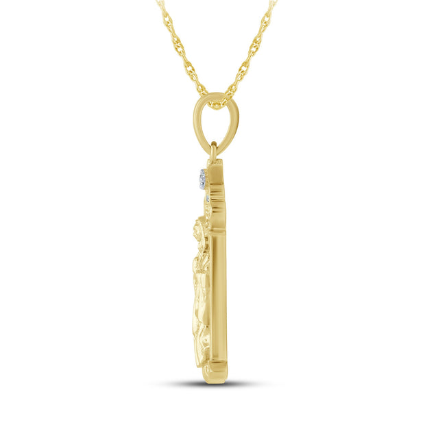 14K Yellow Gold 0.16 ctw Religious Pendant