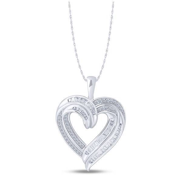 10K WHITE GOLD 0.50 CTW DIAMOND HEART PENDANT