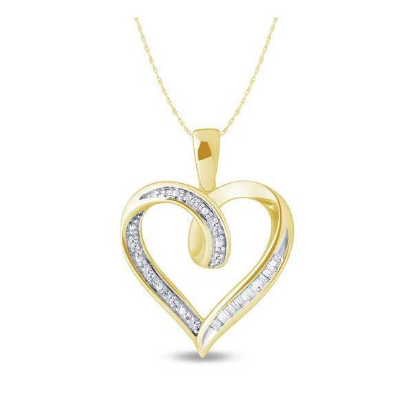 10K Yellow Gold 0.08 CTW Heart Pendant