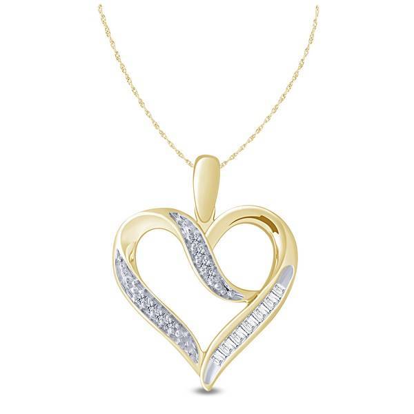 10K Yellow Gold 0.08 CTW Diamond Heart Pendant