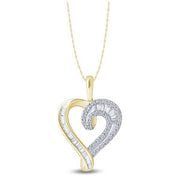 10K YELLOW GOLD 0.33 CTW HEART BAGUETTE PENDANT