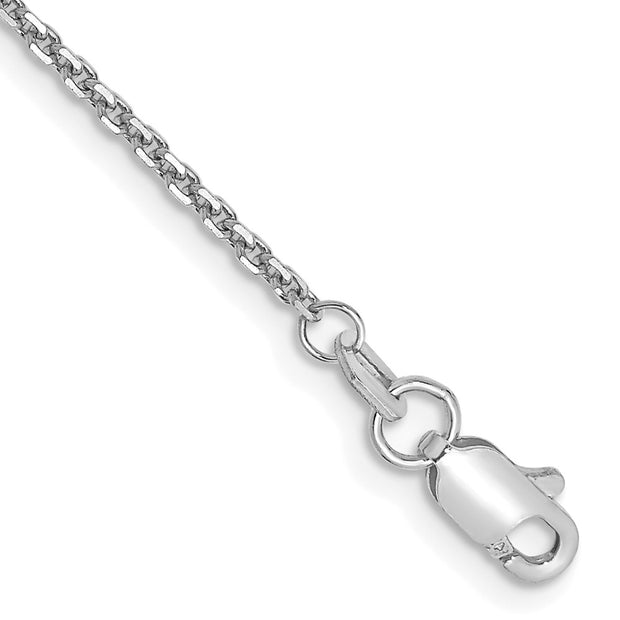 14k WG 1.45mm 10in Solid Diamond-cut Cable Chain Anklet