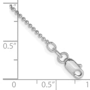 14k WG 1.2mm 9in D/C Beaded Chain Anklet