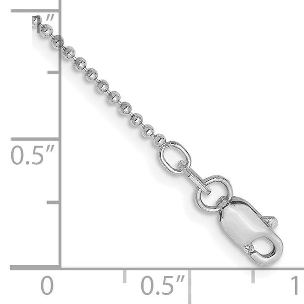 14k WG 1.2mm 9in D/C Beaded Chain Anklet