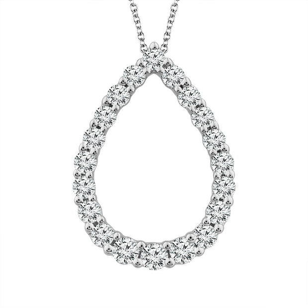 10K White Gold 0.25 CtW DIAMOND Pear Pendant