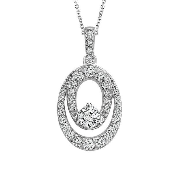 10K White Gold 0.50 CTW DIAMOND Oval Pendant