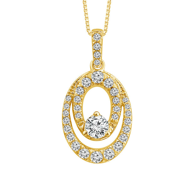 10K Yellow Gold 0.10 CtW DIAMOND Oval Pendant