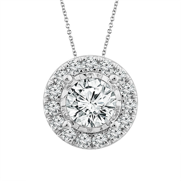 14KT White Gold 0.75 CTW Lab-Grown Cluster Pendant