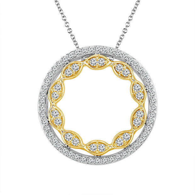14K TWO TONE 0.33 CtW OPEN CIRCLE Pendant