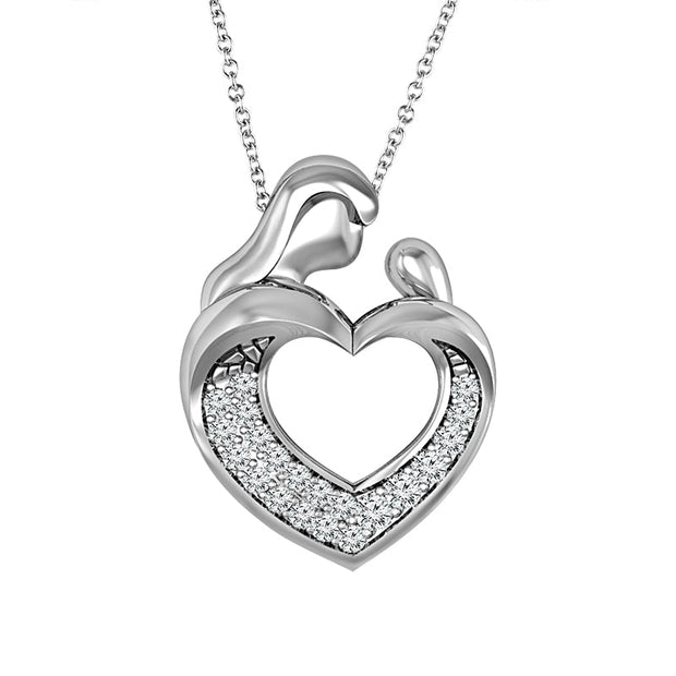 925 SILVER 1/10 Ctw Heart Pendant