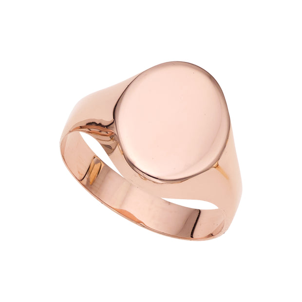 14K rose Gold Polished Oval Signet Ring