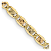 14k 2.75mm Tri-color Gold Pave Valentino Chain