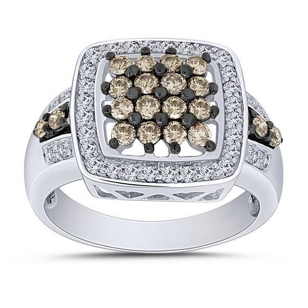 14K White Gold 1.00 CTW Chocolate Brown Diamond Fashion Ring