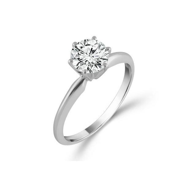 14K White Gold 0.75 ctw Round Diamond Solitaire Ring
