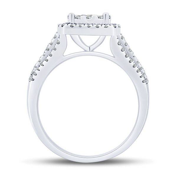14K WHITE GOLD 1.00 CtW DIAMOND Halo Bridal Set