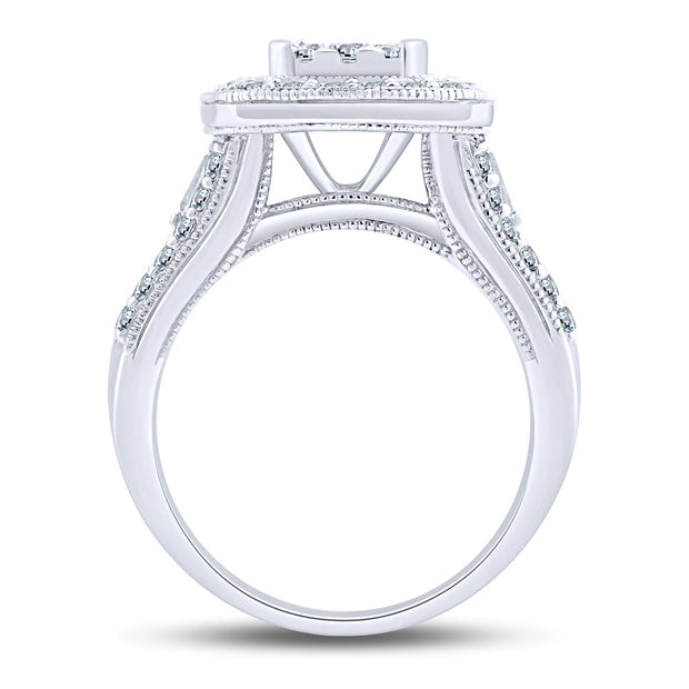 14K white gold 1.5 Ctw Composite Bridal set