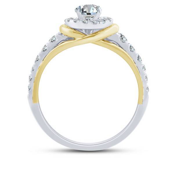 10K Two Tone 1.00 CTW DIAMOND Halo Engagement Ring