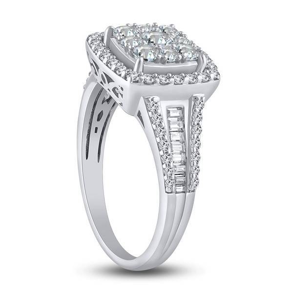 14K White Gold 1.00 CTW Diamond Cushion Engagement Ring