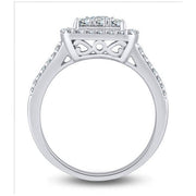 14K White Gold 1.00 CTW Diamond Cushion Engagement Ring