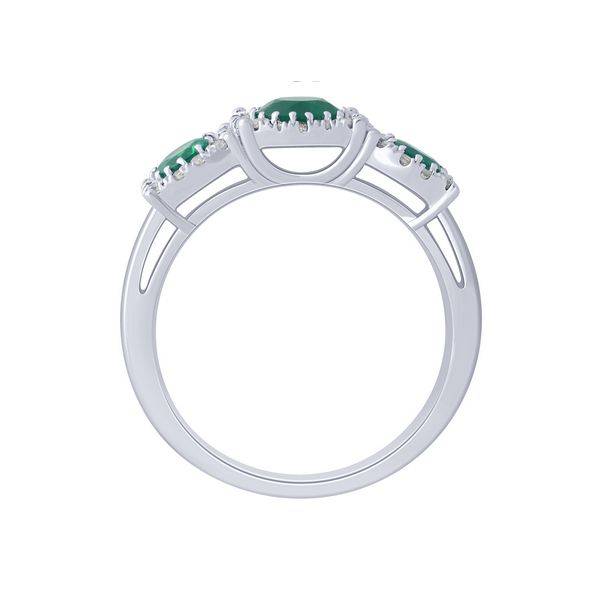 14K WHITE GOLD 0.25 CTW Diamond Green Enamel Ring
