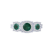 14K WHITE GOLD 0.25 CTW Diamond Green Enamel Ring