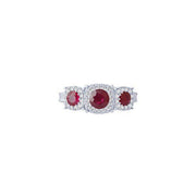 14K WHITE GOLD 0.25 ctw 1.00 Ruby Diamond Red Gemstone Ring