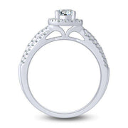 10k white gold Diamond Cushion Halo Engagement Ring