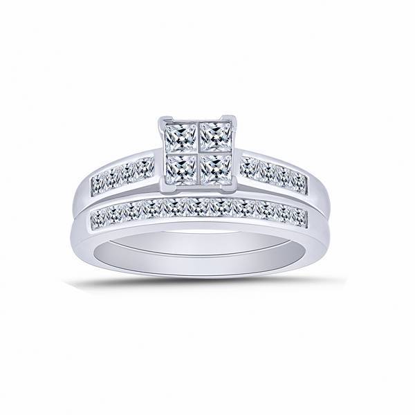 14K WHITE GOLD 1.00 CTW Diamond Quad Bridal Set