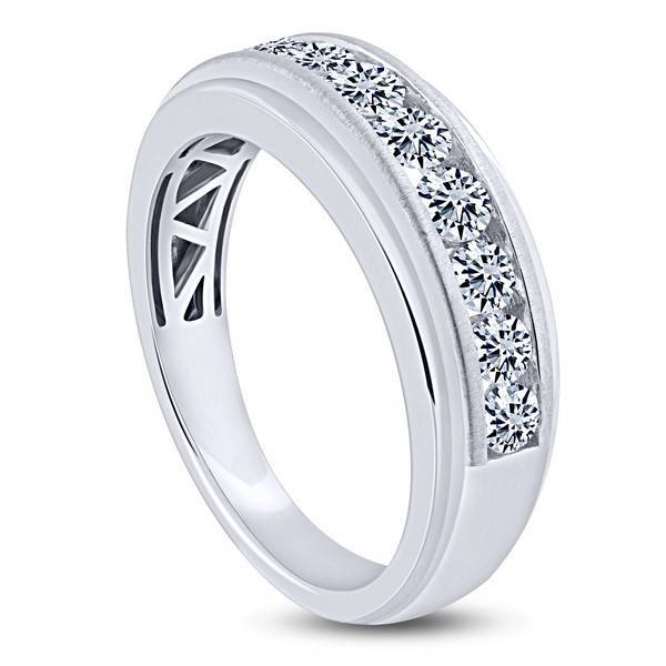 14K White Gold 1.00 ctw Diamond Men'S Band