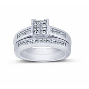 10K WHITE GOLD 1.00 CTW Diamond QUAD BRIDAL SET