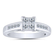 10K WHITE GOLD 1.00 CTW Diamond QUAD BRIDAL SET