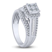 14k White Gold 1.00 ctw Quad Diamond engagement Ring