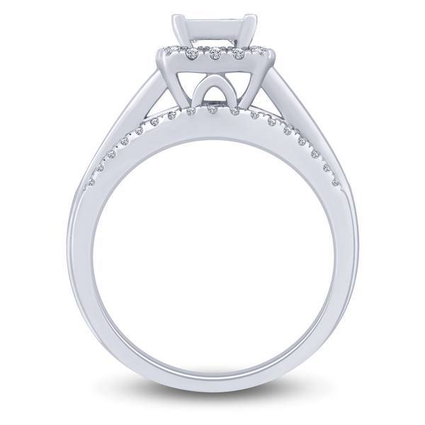 14k White Gold 1.00 ctw Quad Diamond engagement Ring