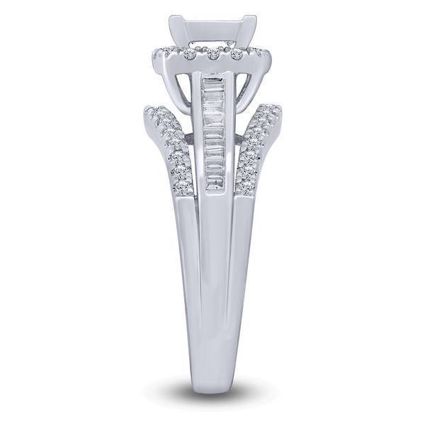 14k White Gold 1.00 ctw Quad Diamond engagement Ring