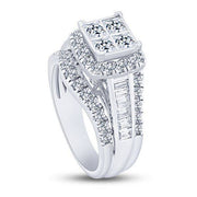 14K WHITE GOLD 2.00 CTW Diamond Bridal Quad Ring