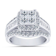 14K WHITE GOLD 2.00 CTW Diamond Bridal Quad Ring