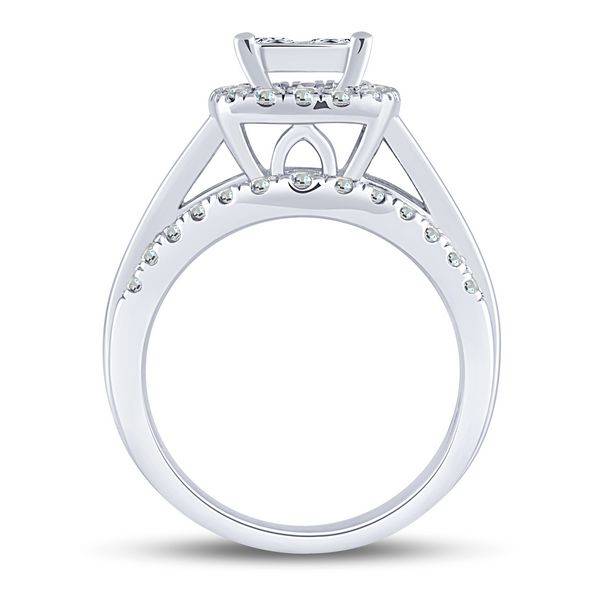 14K WHITE GOLD 2.00 CTW Diamond Bridal Quad Ring