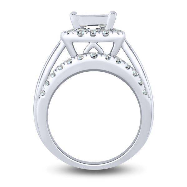 14K WHITE GOLD 3.00 CTW Diamond Halo Bridal Ring