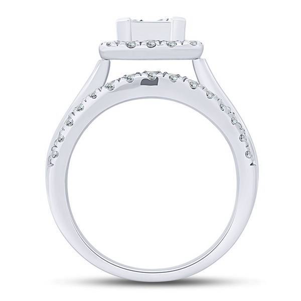 14k white gold 2.00 ctw Diamond Composite Quad Halo Ring